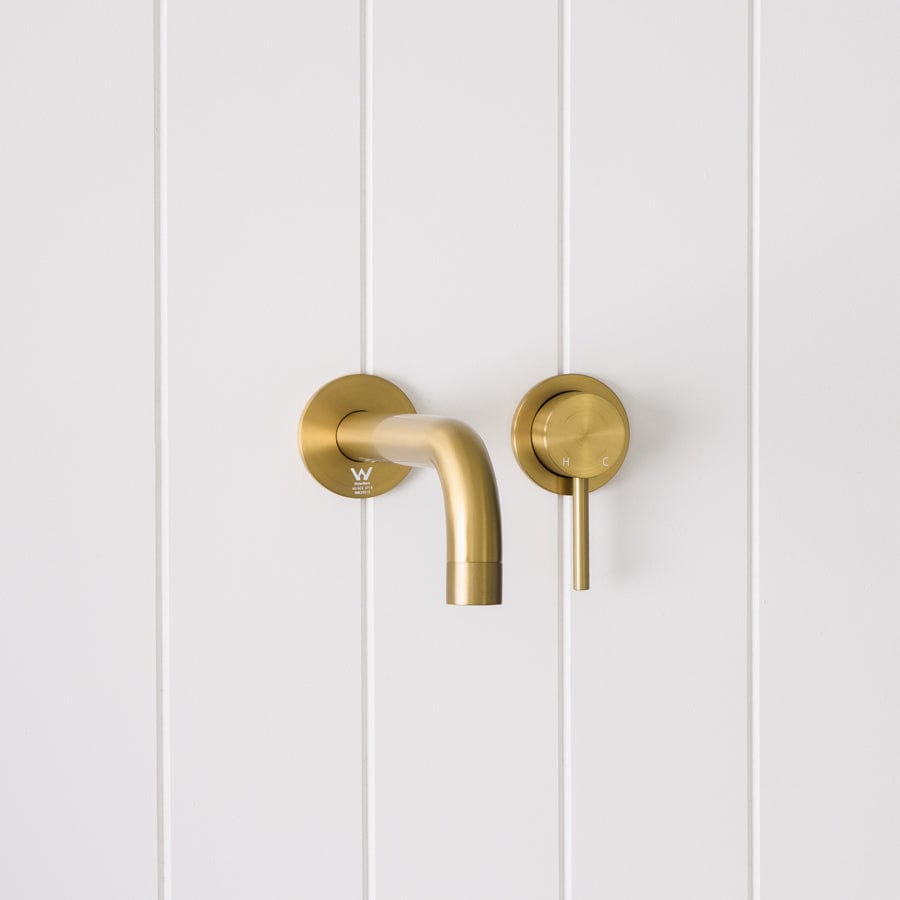 Sydney Wall Spout + Wall Mixer Brushed Brass