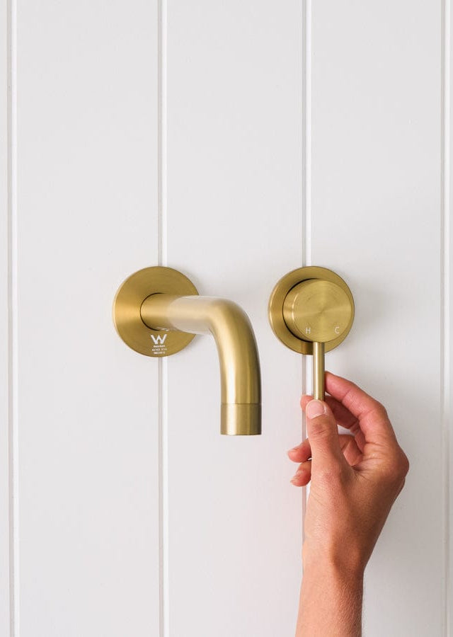 Sydney Wall Spout + Wall Mixer Brushed Brass