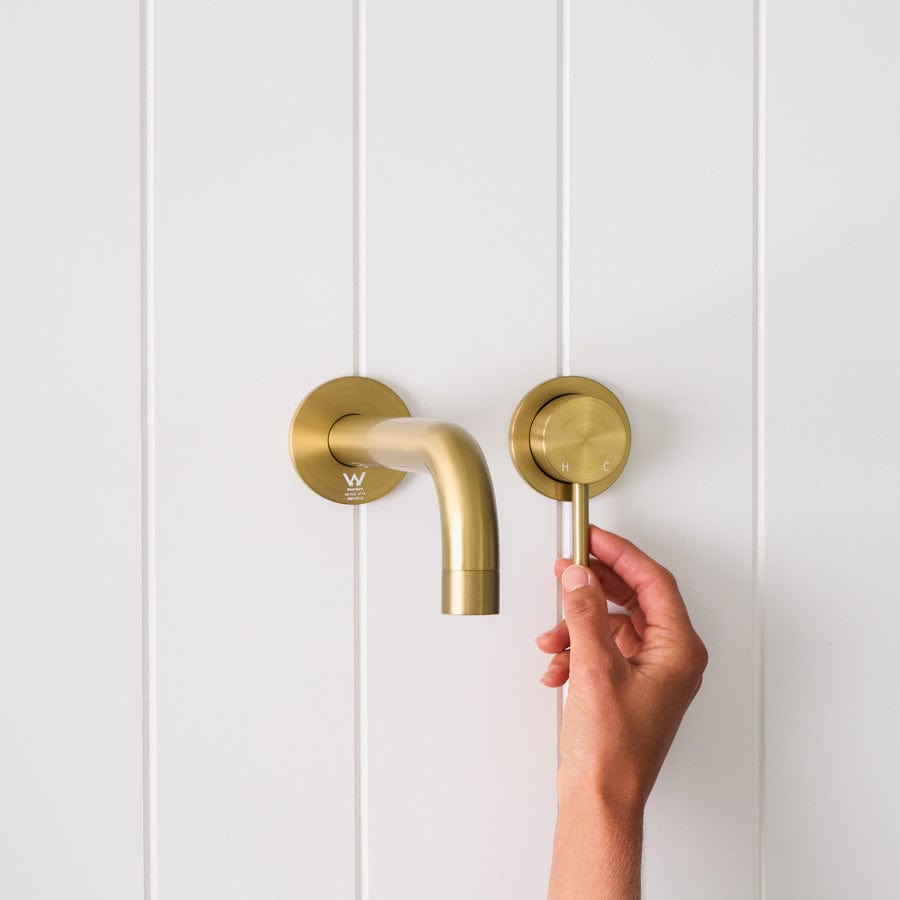 Sydney Wall Spout + Wall Mixer Brushed Brass