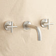Wall spout + Cross taps Warm Brushed Nickel