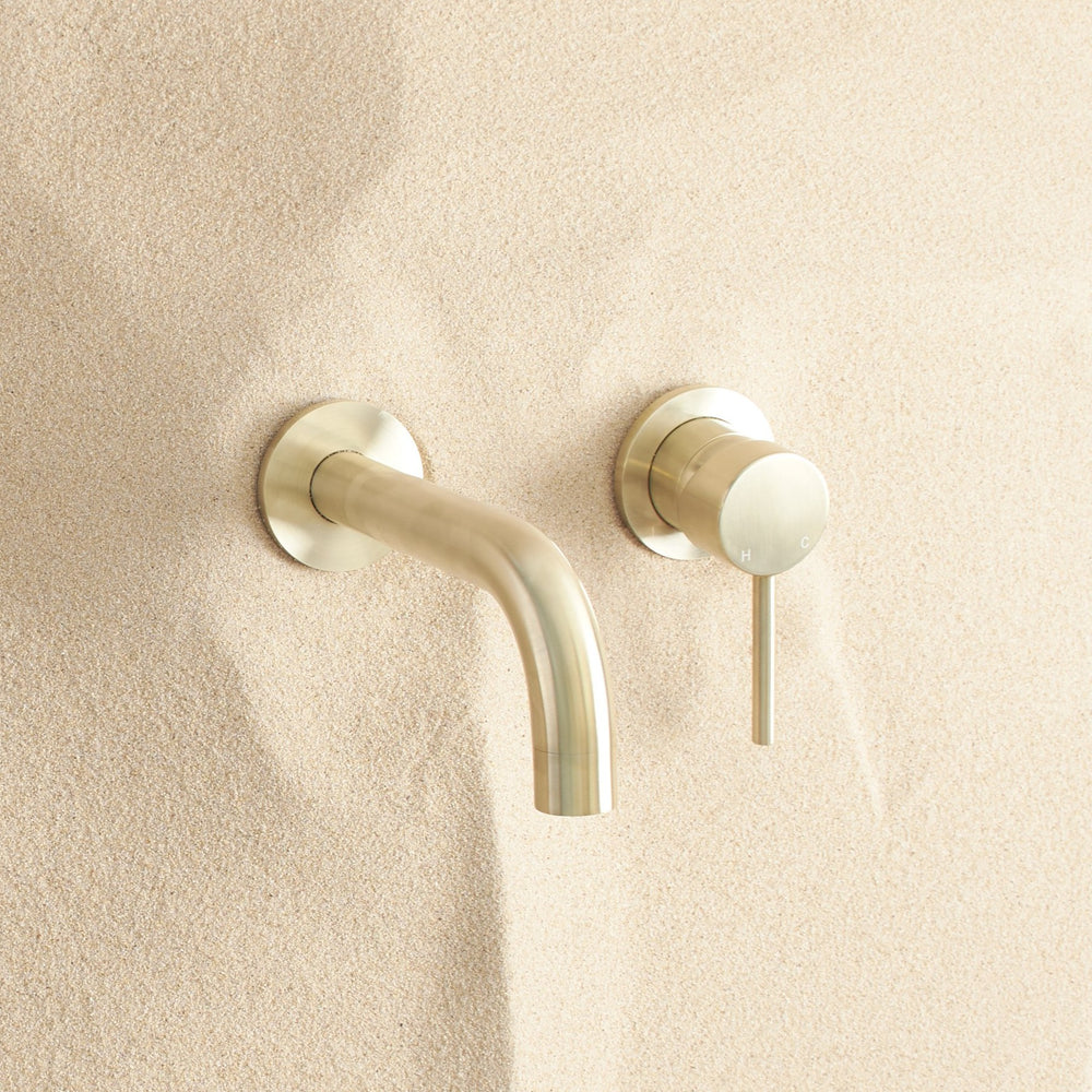 Sydney Wall Spout + Mixer Brushed Brass