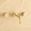 Wall Spout + Round Wall Taps Brushed Brass