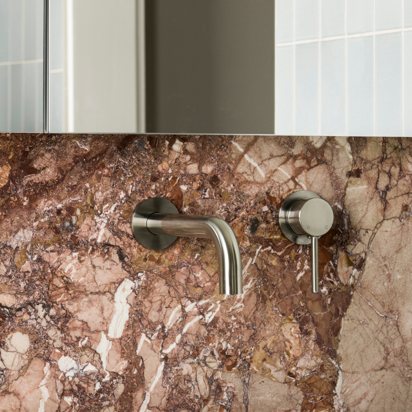 Sydney Wall Spout + Wall Mixer Warm Brushed Nickel