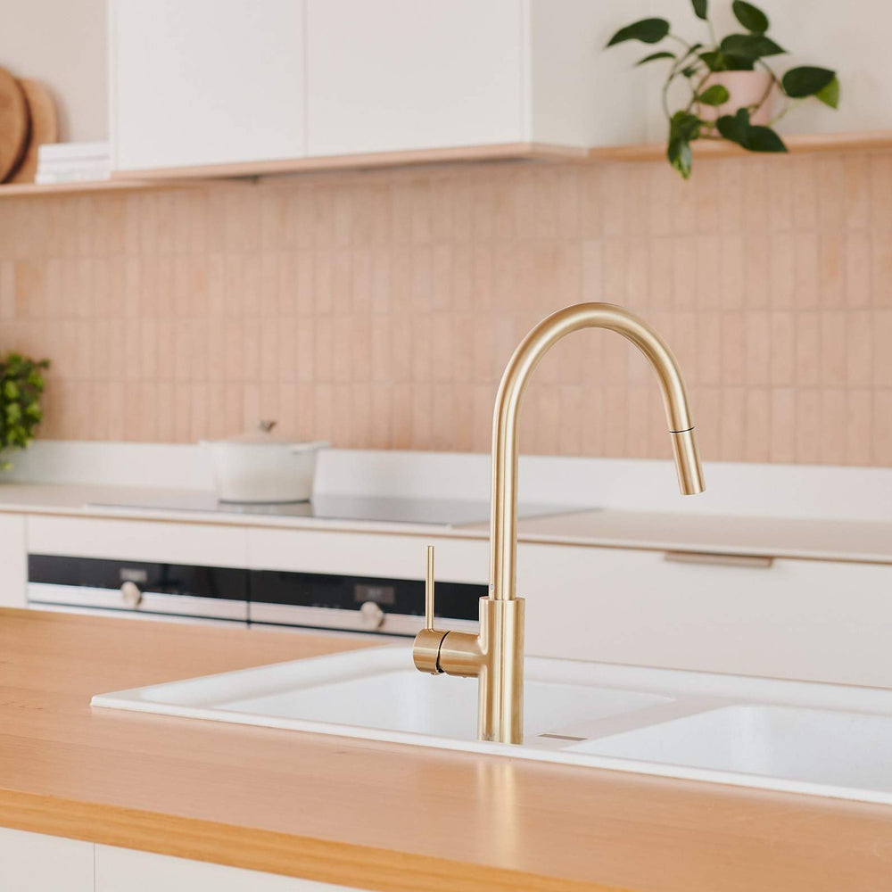 Pullout kitchen Mixer Brushed Brass