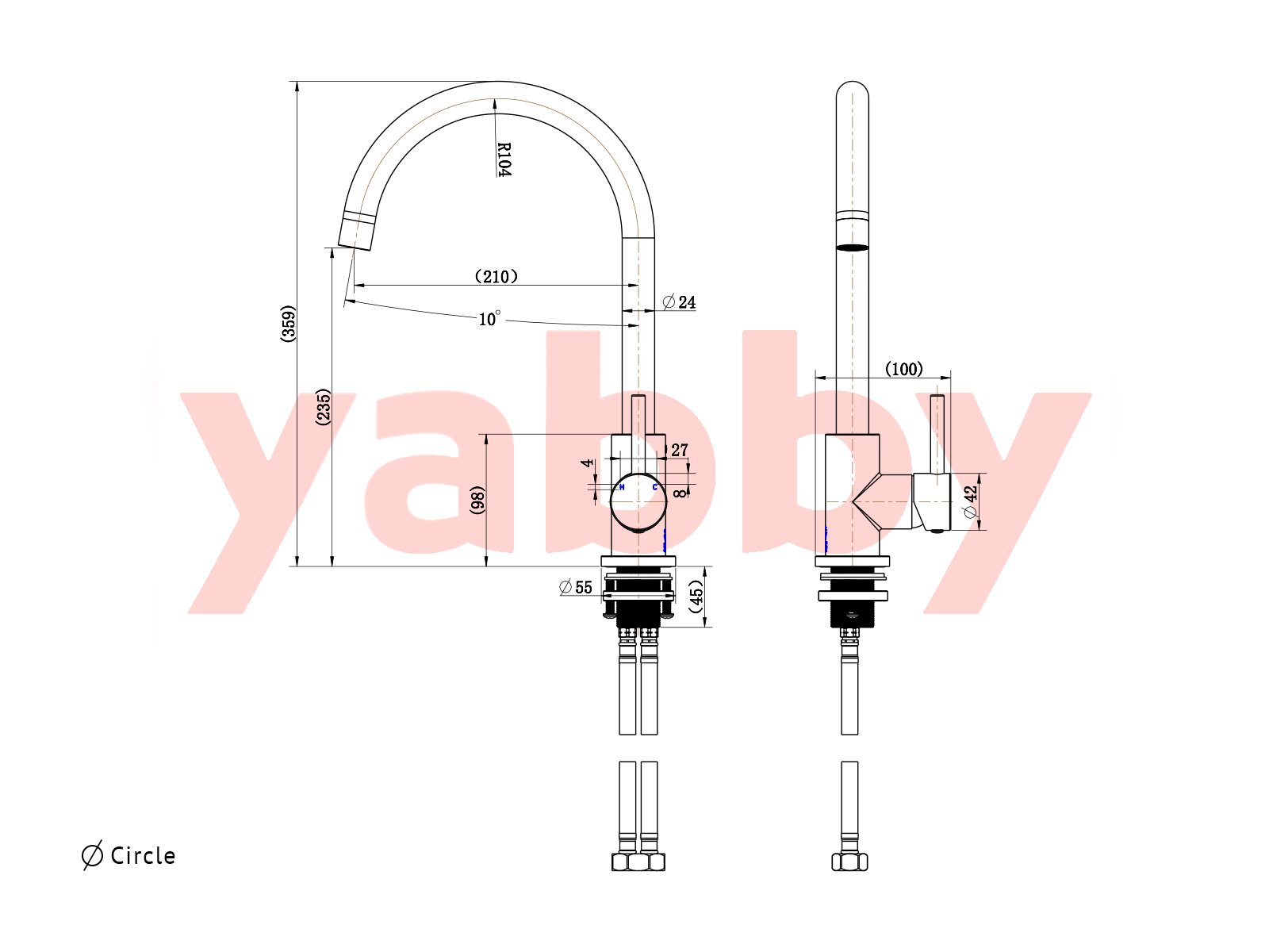 Round Kitchen Mixer Chrome